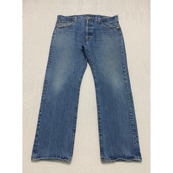 Levis 501 Original Fit Mens Jeans Size 38x30 Blue Denim Button fly Vintage Style - Picture 1 of 12